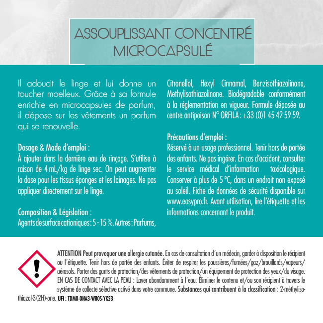 Assouplissant concentré microcapsulé Azur 2 L Easypro